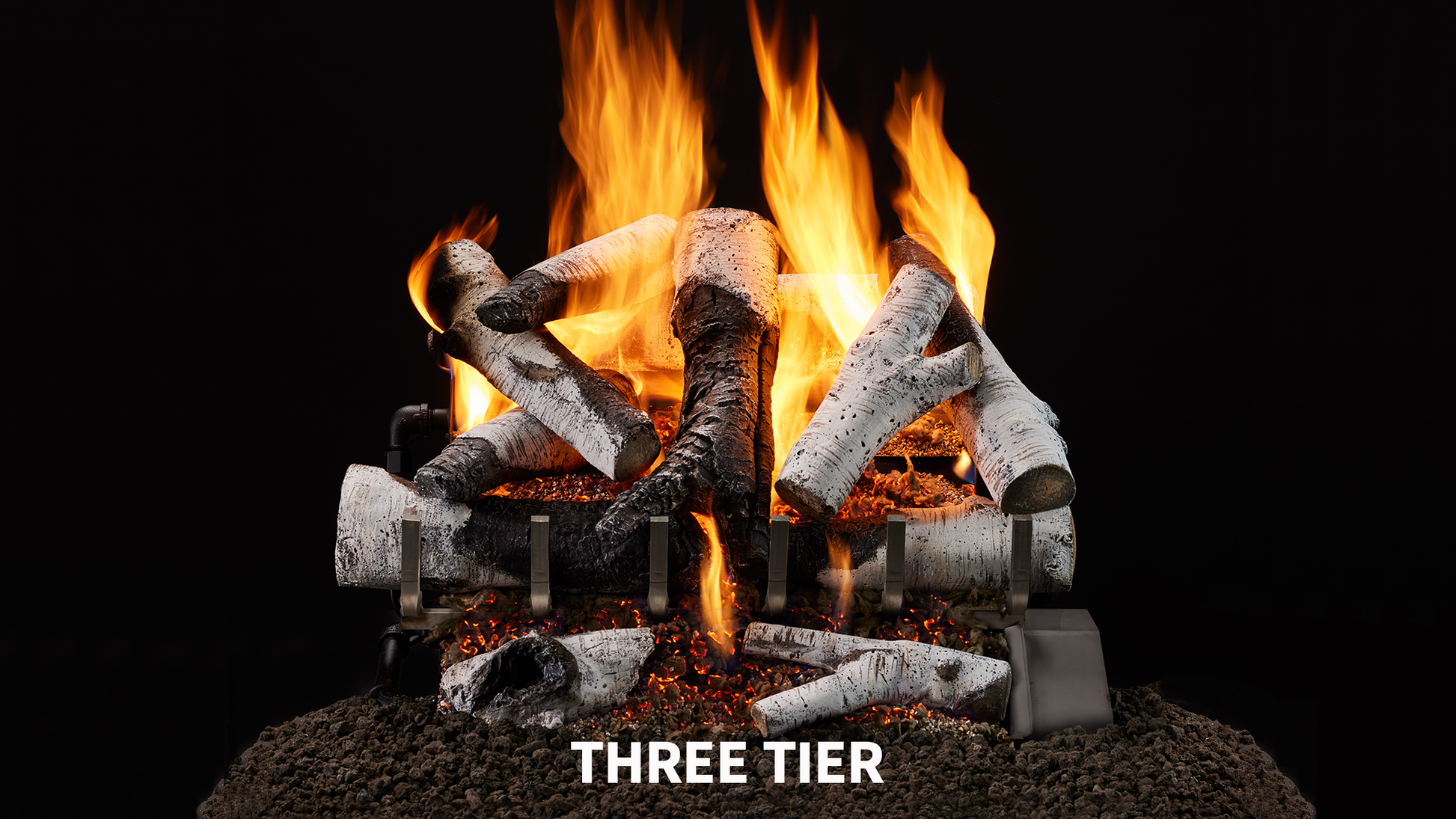 Majestic Grand Birch 24" 11-Piece 3-Tier Vented Gas Log Set