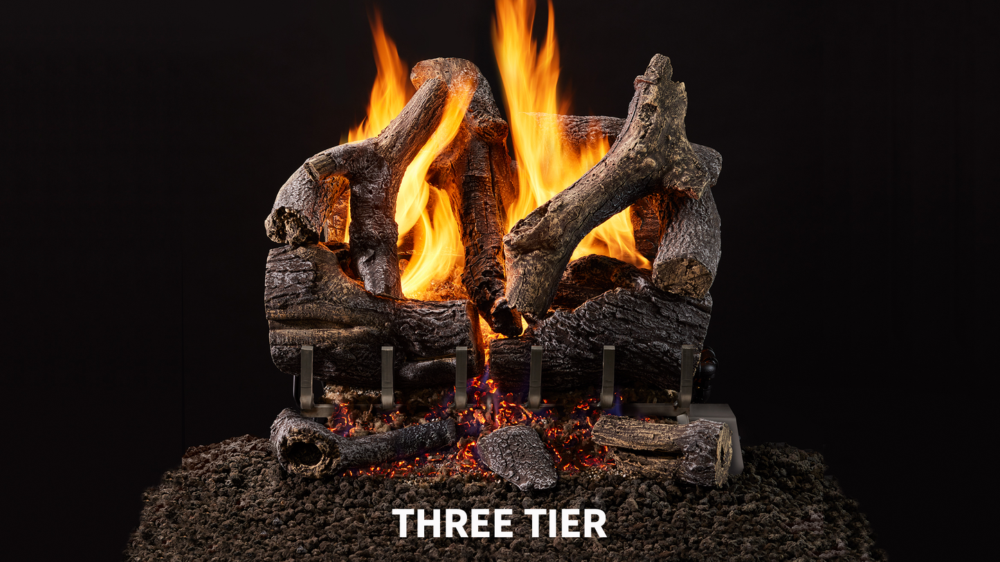 Majestic Grand Oak 18" 10-Piece 3-Tier Vented Gas Log Set