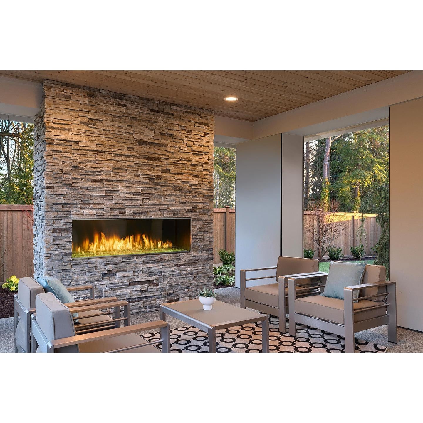 Majestic Lanai 60" Linear Contemporary Outdoor Vent Free Natural Gas Fireplace With IntelliFire Ignition System