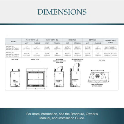 Majestic Meridian 42" Traditional Top/Rear Direct Vent Natural Gas Fireplace With IntelliFire Touch Ignition System