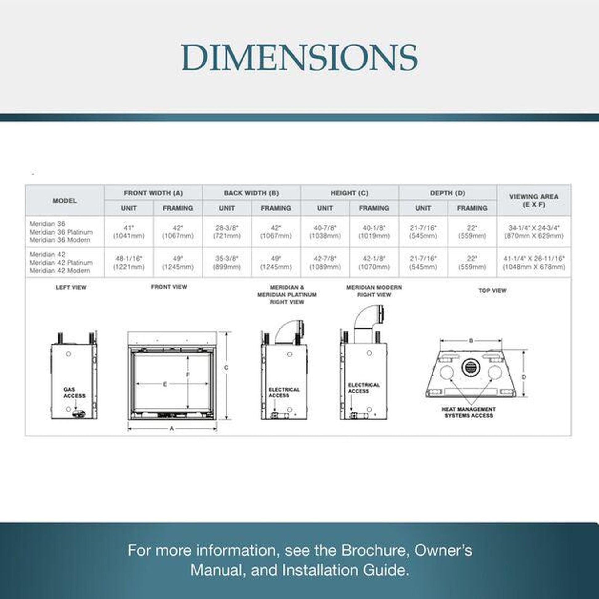 Majestic Meridian Modern 42" Traditional/Contemporary Top Direct Vent Natural Gas Fireplace With IntelliFire Touch ignition System