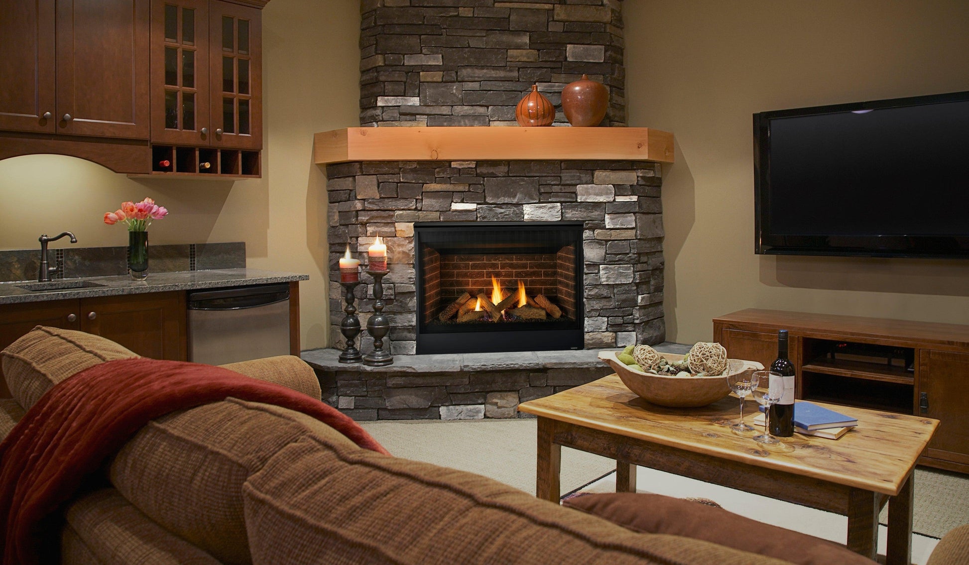 Majestic Quartz 42" Traditional Top/Rear Direct Vent Propane Gas Fireplace With IntelliFire Touch Ignition System