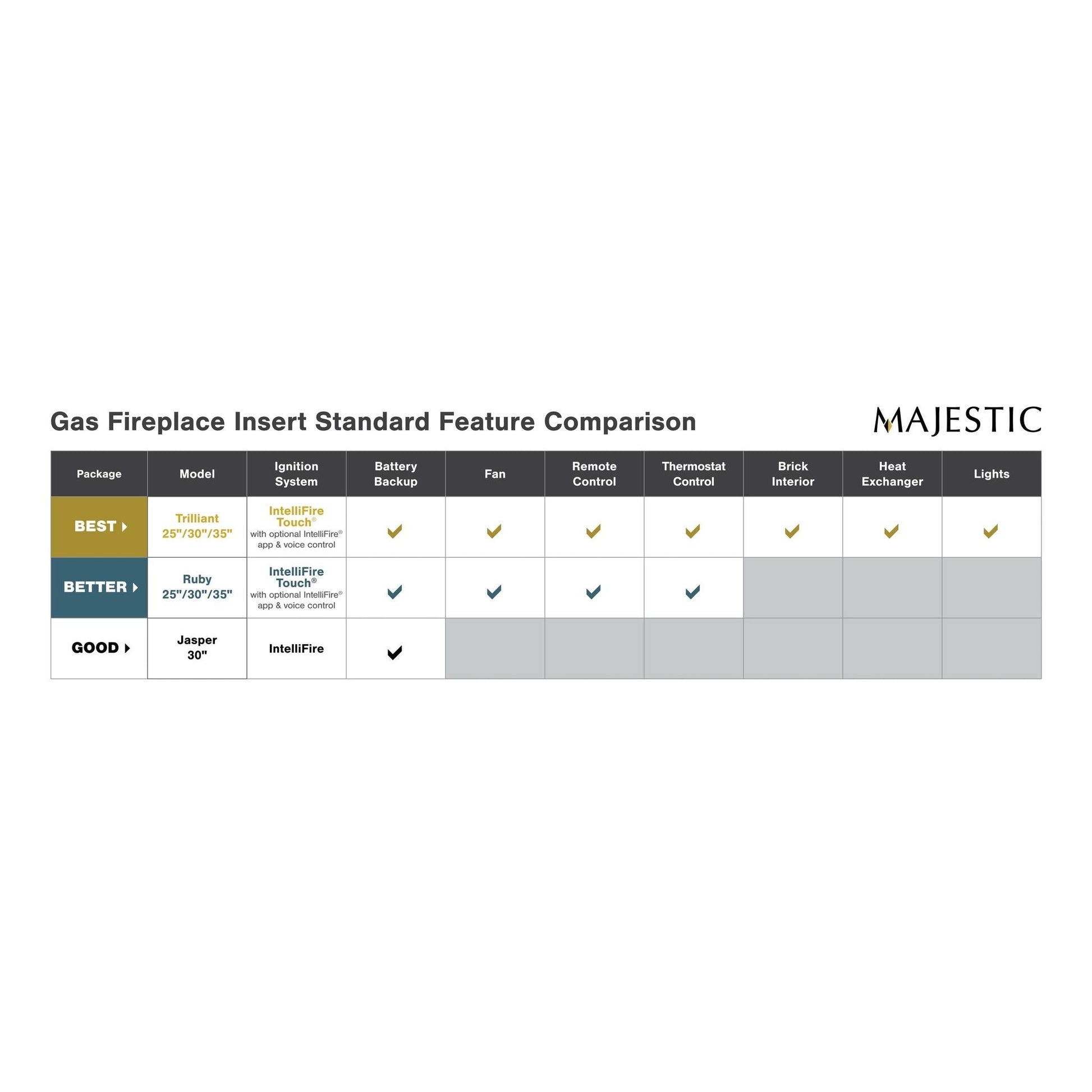 Majestic Trilliant Small 25" Traditional Direct Vent Natural Gas Fireplace Insert With IntelliFire Touch Ignition System