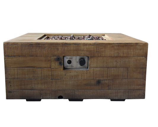 Modeno 34" Liquid Propane Square Redwood Concrete Propane Fire Table