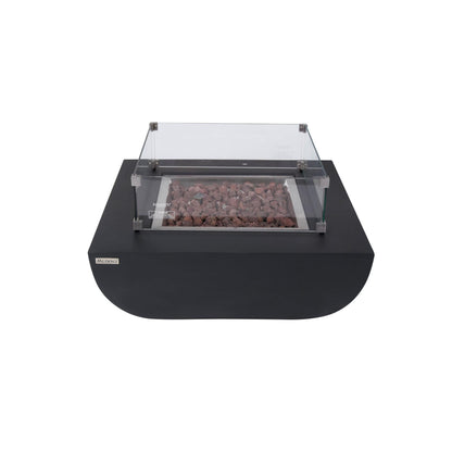 Modeno Aurora 34" Black Rectangle Concrete Liquid Propane Fire Table