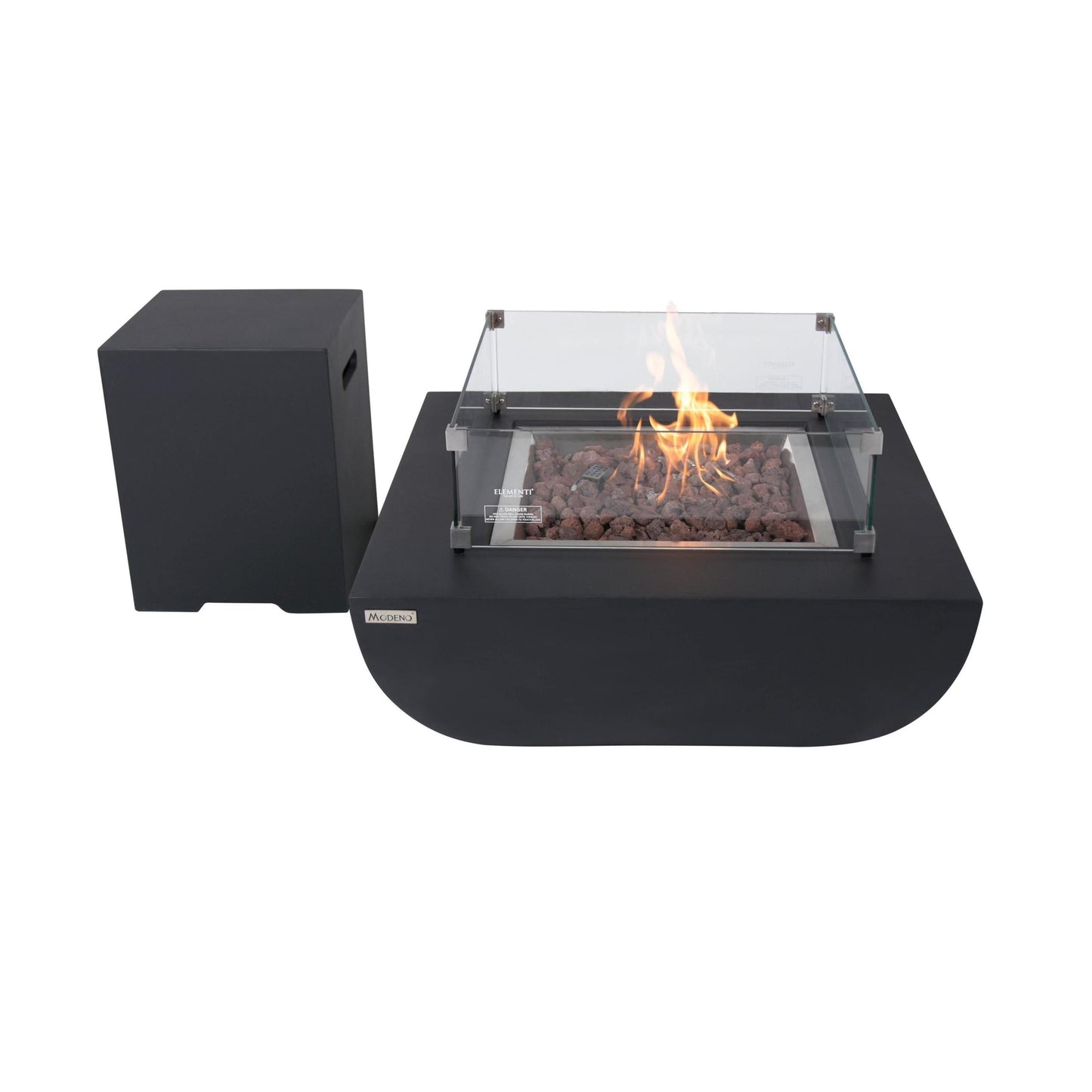 Modeno Aurora 34" Black Rectangle Concrete Liquid Propane Fire Table