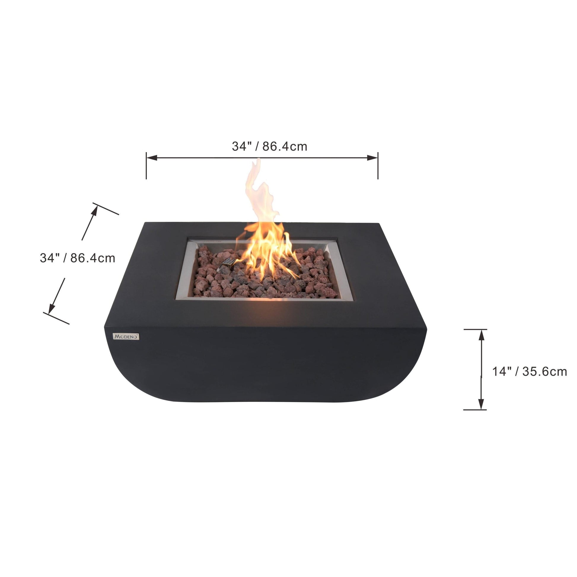 Modeno Aurora 34" Black Rectangle Concrete Liquid Propane Fire Table