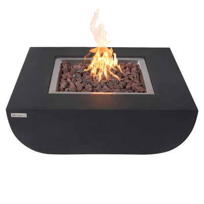 Modeno Aurora 34" Black Rectangle Concrete Liquid Propane Fire Table