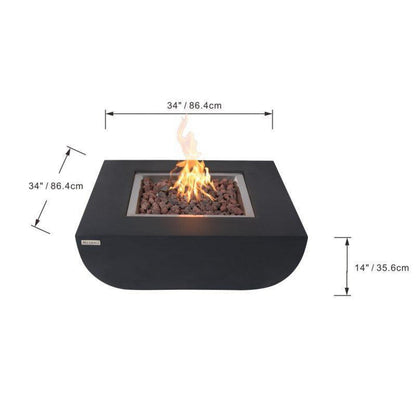 Modeno Aurora 34" Black Rectangle Concrete Natural Gas Fire Table
