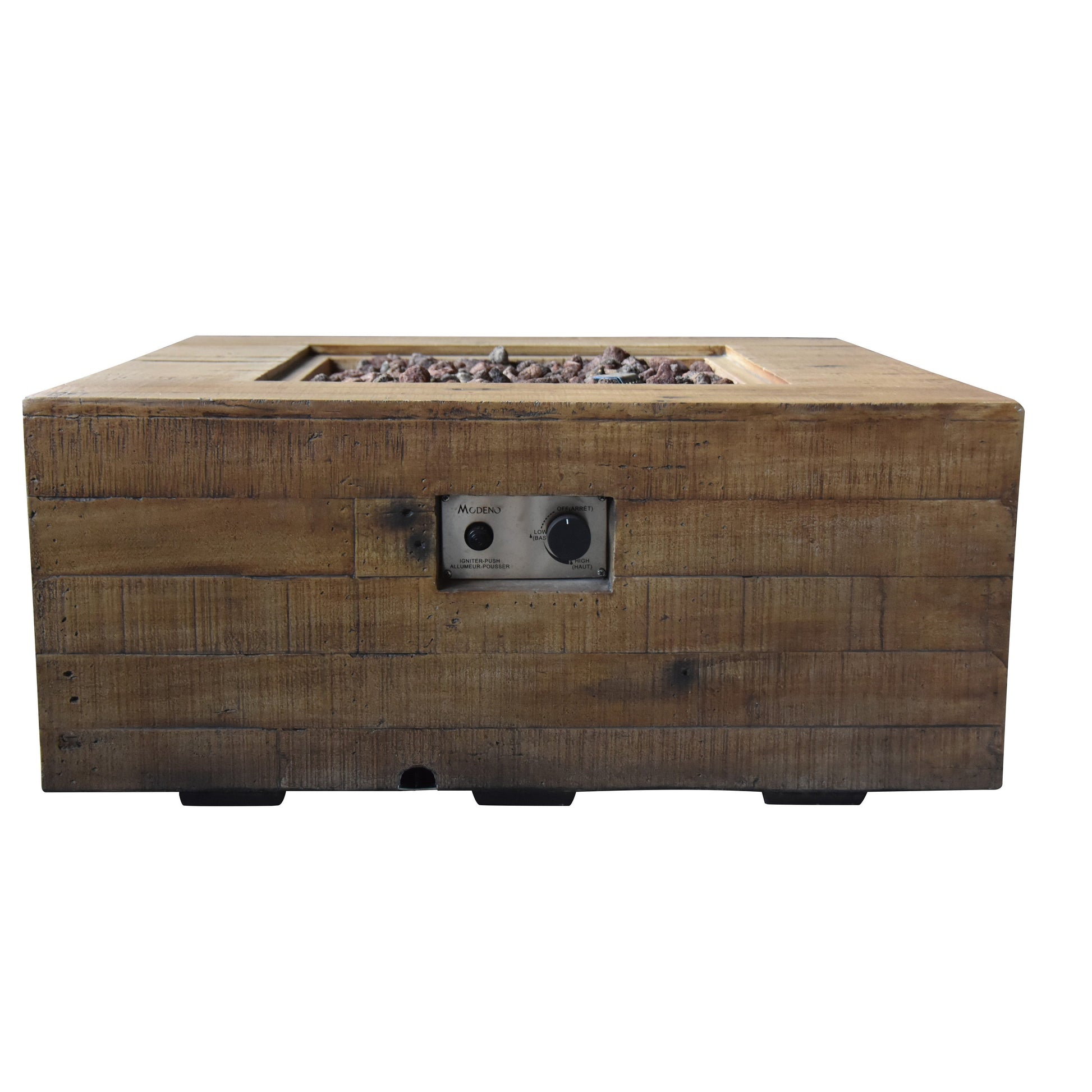 Modeno 34" Natural Gas Square Redwood Concrete Natural Gas Fire Table