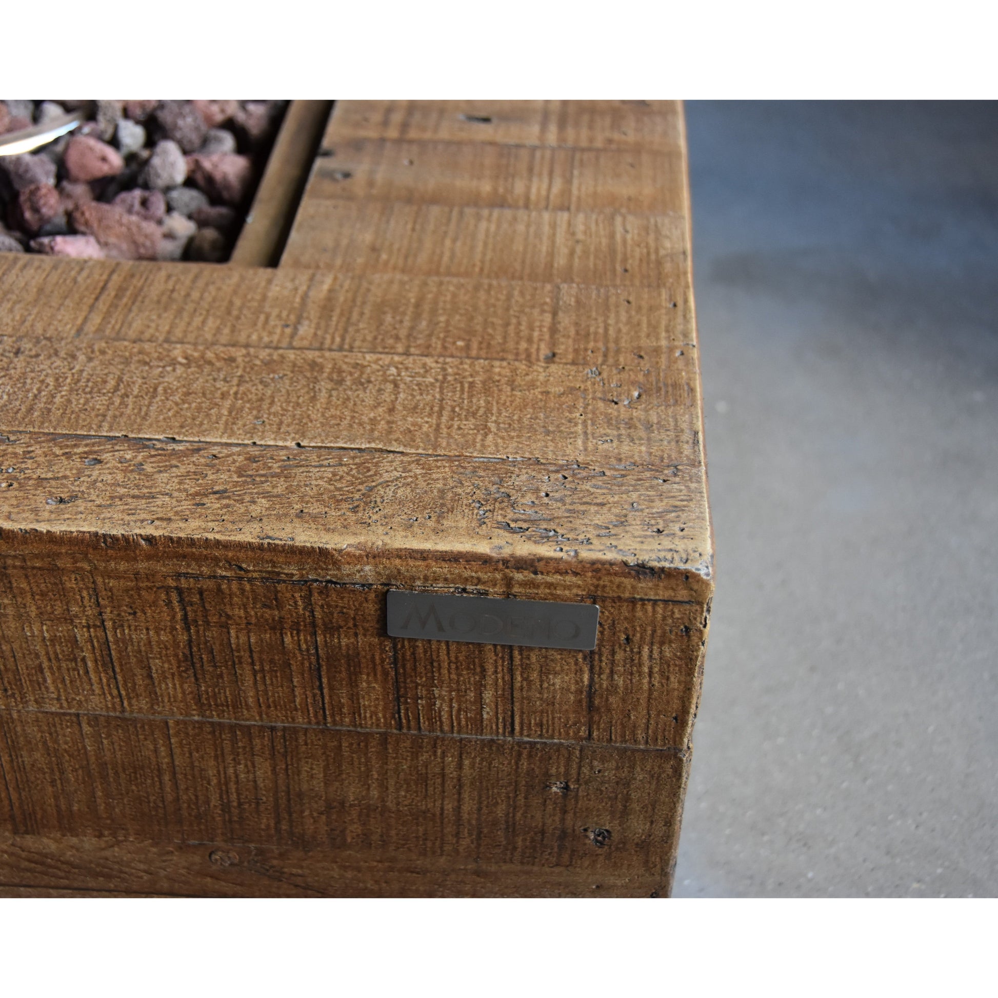 Modeno 34" Natural Gas Square Redwood Concrete Natural Gas Fire Table