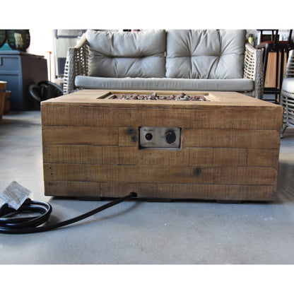 Modeno 34" Natural Gas Square Redwood Concrete Natural Gas Fire Table
