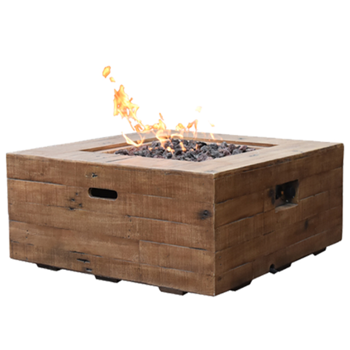 Modeno 34" Natural Gas Square Redwood Concrete Natural Gas Fire Table