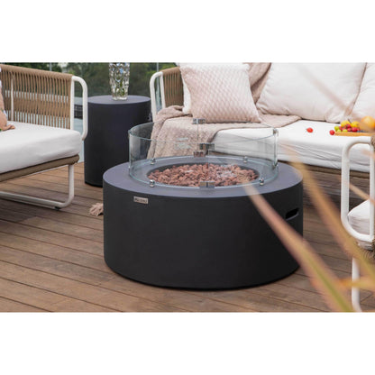 Modeno Venice 34" Black Round Concrete Natural Gas Fire Table