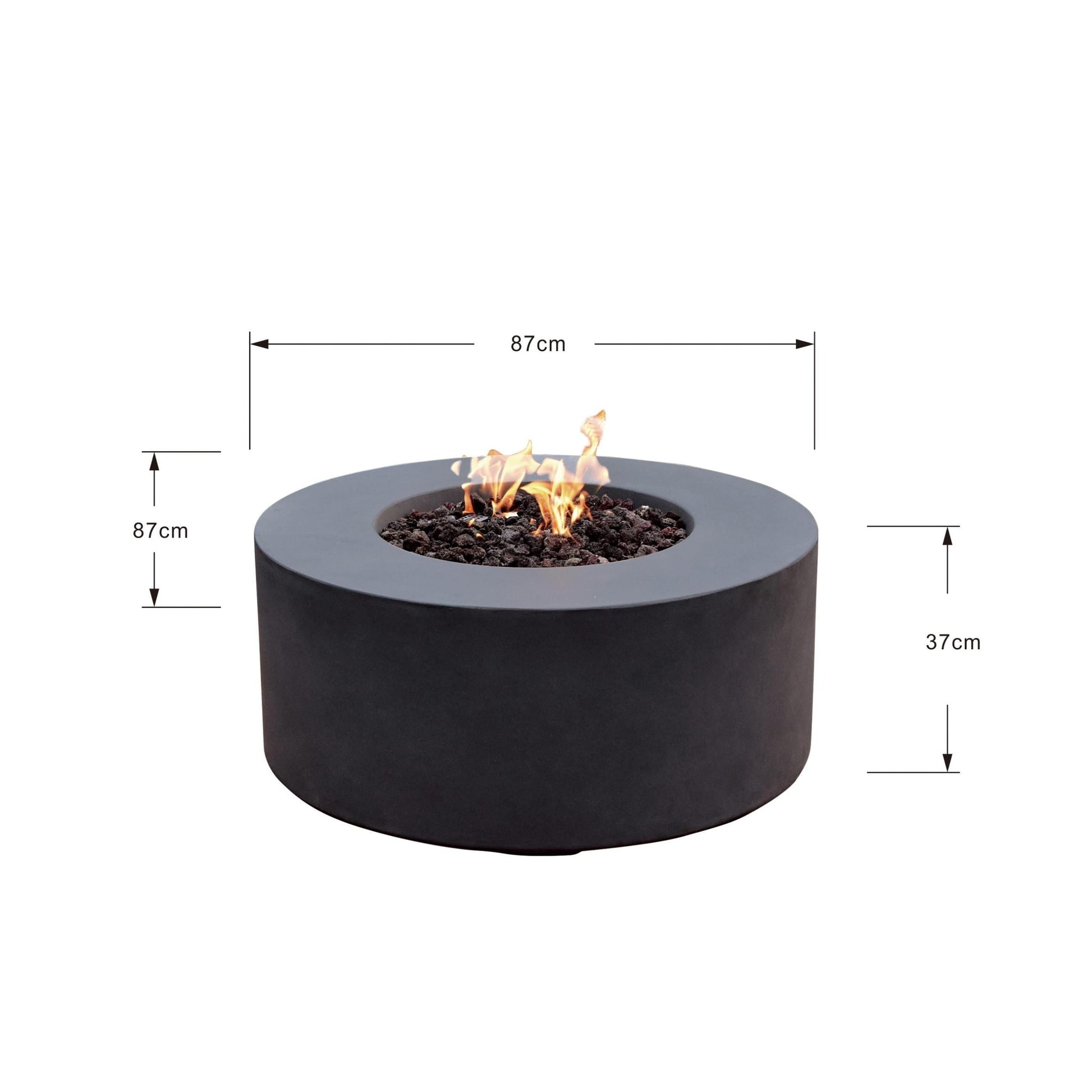 Modeno Venice 34" Black Round Concrete Natural Gas Fire Table