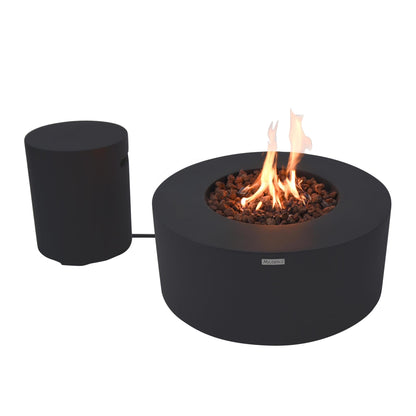 Modeno Venice 34" Black Round Concrete Natural Gas Fire Table