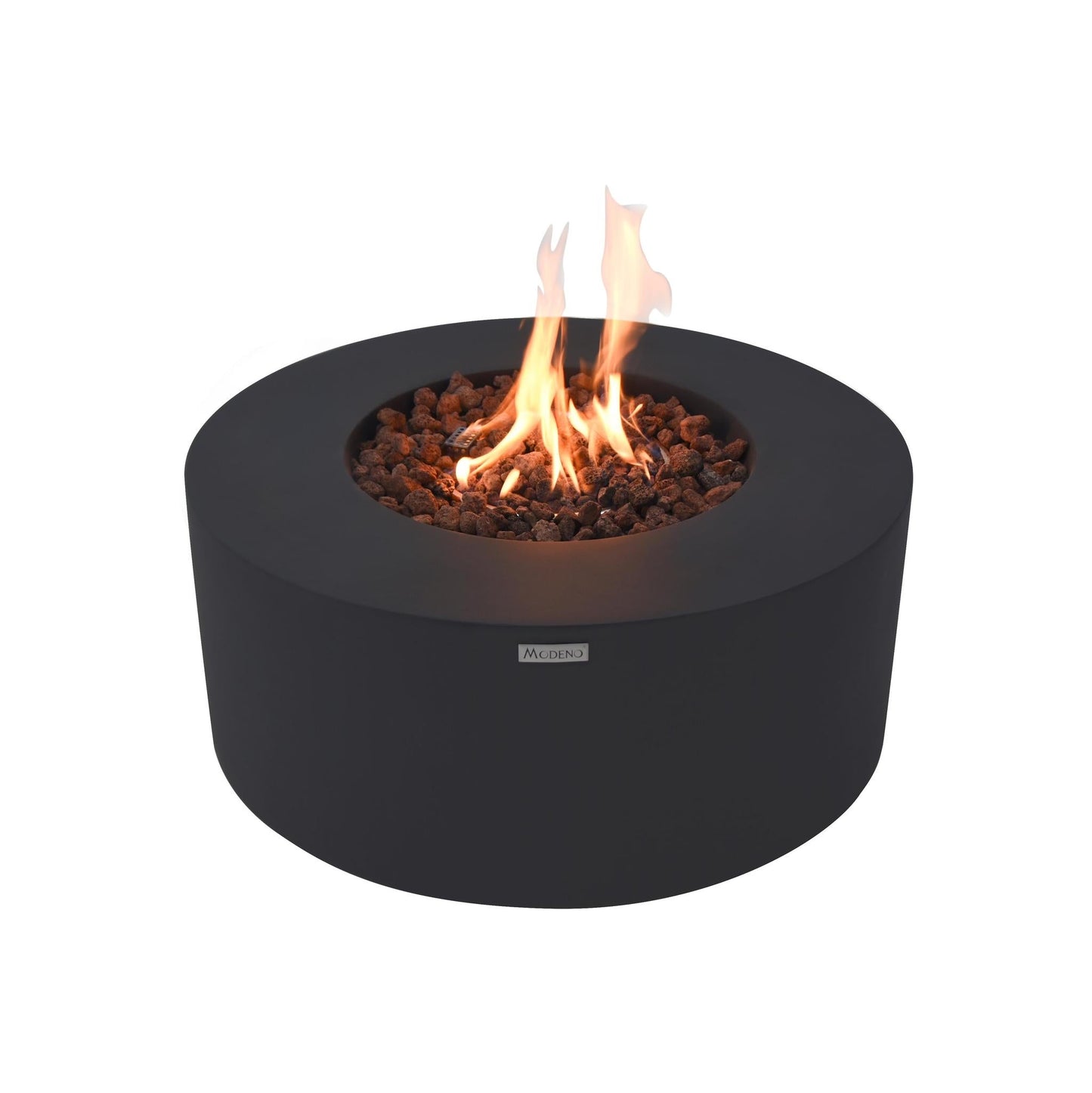 Modeno Venice 34" Black Round Concrete Natural Gas Fire Table