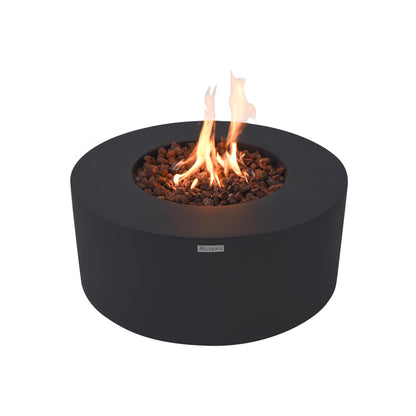 Modeno Venice 34" Black Round Concrete Natural Gas Fire Table