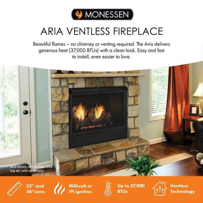 Monessen Aria 36" Traditional Vent Free Natural Gas Fireplace With IPI Ignition