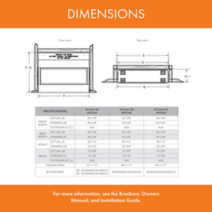 Monessen Artisan 60" Vent Free Liquid Propane Gas Linear Fireplace With IPI Plus Electronic Ignition