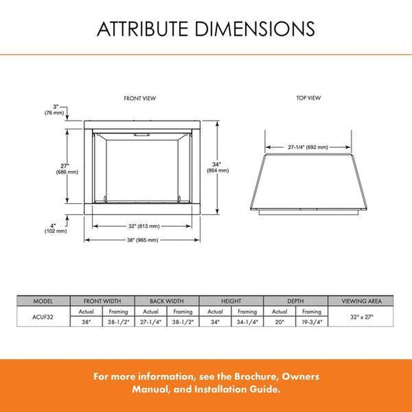 Monessen Attribute 42" Universal Circulating Vent Free Firebox With Radiant Face and Multitonal Gray Reversible Interior Panels