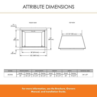 Monessen Attribute 42" Universal Circulating Vent Free Firebox With Radiant Face and Multitonal Gray Reversible Interior Panels