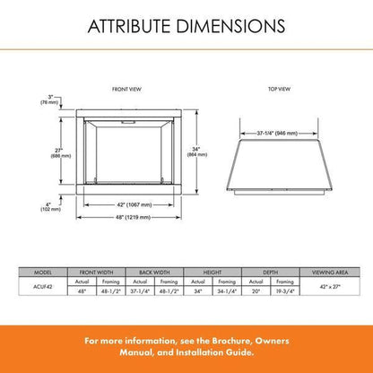 Monessen Attribute 42" Universal Circulating Vent Free Firebox With Radiant Face and Multitonal Gray Reversible Interior Panels