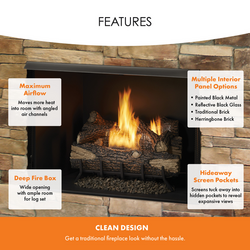 Monessen Exacta 42" Vent Free Circulating Clean Face Firebox with Stacked Traditional Interior Panels