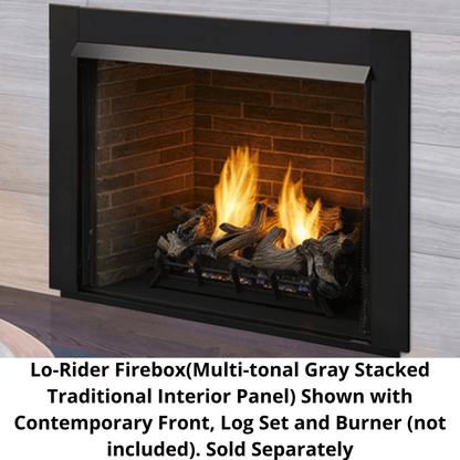 Monessen Lo-Rider 32" Clean Face Vent Free Gas Firebox With Cement Gray Stacked Traditional Interior Panels