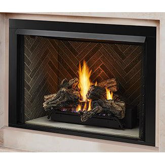 Monessen Lo-Rider 36" Clean Face Vent Free Gas Firebox With Cement Gray Stacked Traditional Interior Panels