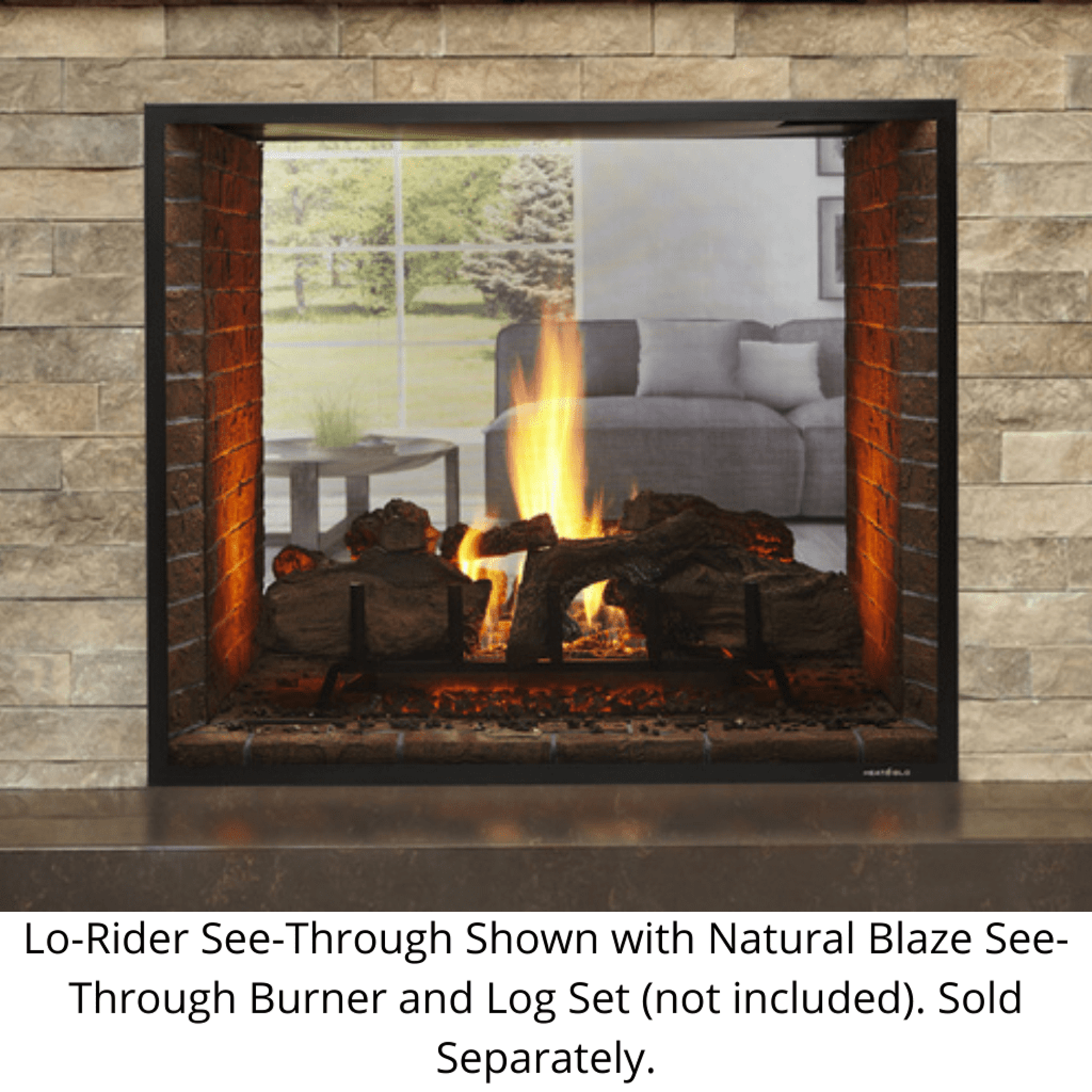 Monessen Lo-Rider 36" See Through Clean Face Vent Free Firebox With Traditional Refractory Firebrick