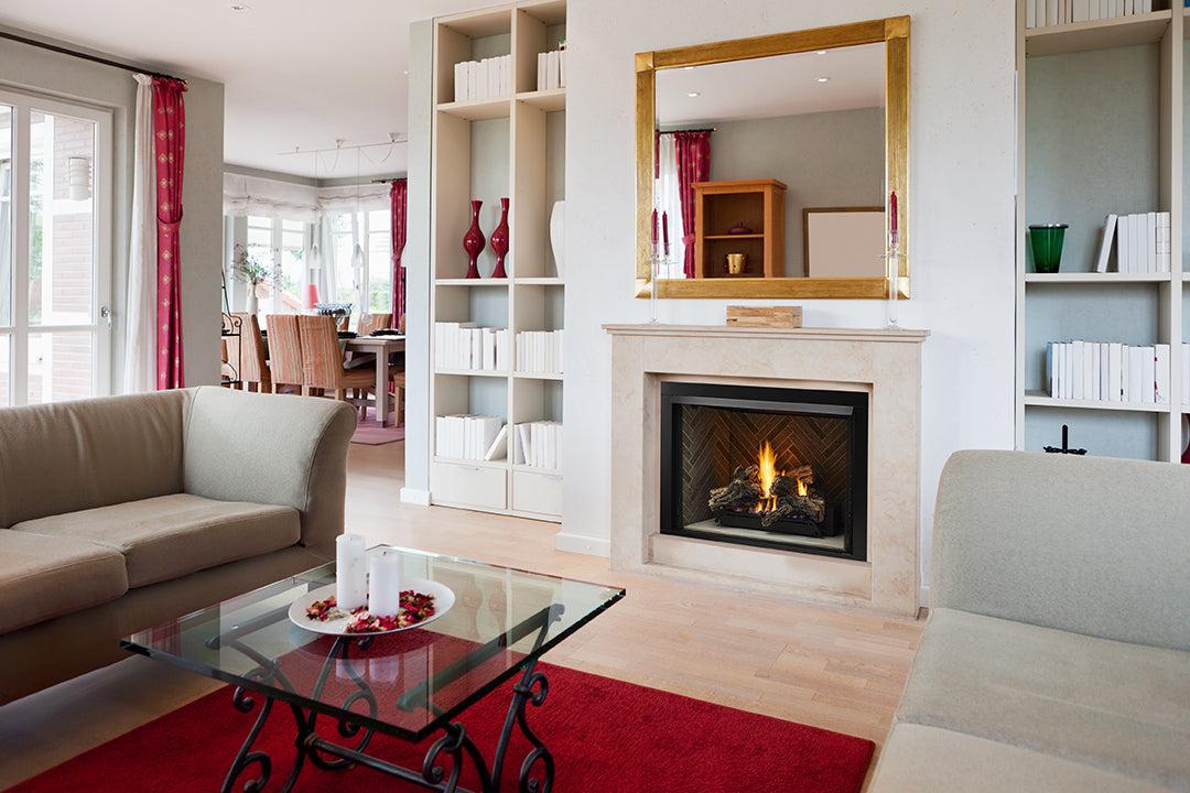 Monessen Lo-Rider 42" Clean Face Vent Free Gas Firebox With Multi-tonal Gray Stacked Traditional Fiber Interior Panels