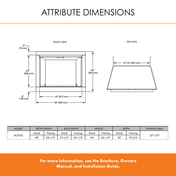Monessen Attribute 42" Universal Circulating Vent Free Firebox With Radiant Face and Multitonal Brown Reversible Interior Panels