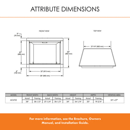 Monessen Attribute 42" Universal Circulating Vent Free Firebox With Radiant Face and Multitonal Brown Reversible Interior Panels