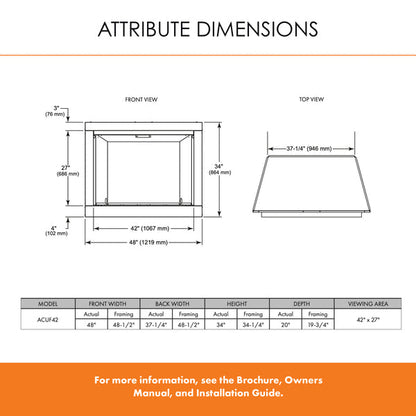 Monessen Attribute 42" Universal Circulating Vent Free Firebox With Radiant Face and Multitonal Brown Reversible Interior Panels