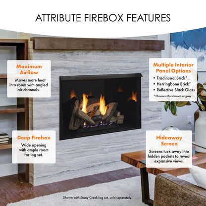 Monessen Attribute 42" Universal Circulating Vent Free Firebox With Radiant Face and Multitonal Brown Reversible Interior Panels