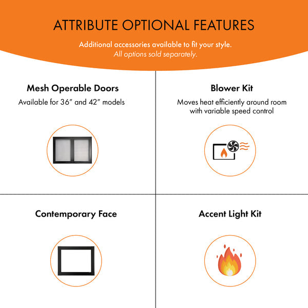 Monessen Attribute 42" Universal Circulating Vent Free Firebox With Radiant Face and Multitonal Brown Reversible Interior Panels