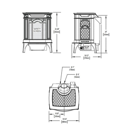 Napoleon Arlington 19" Metallic Black Direct Vent Cast Iron Gas Stove With Millivolt Ignition