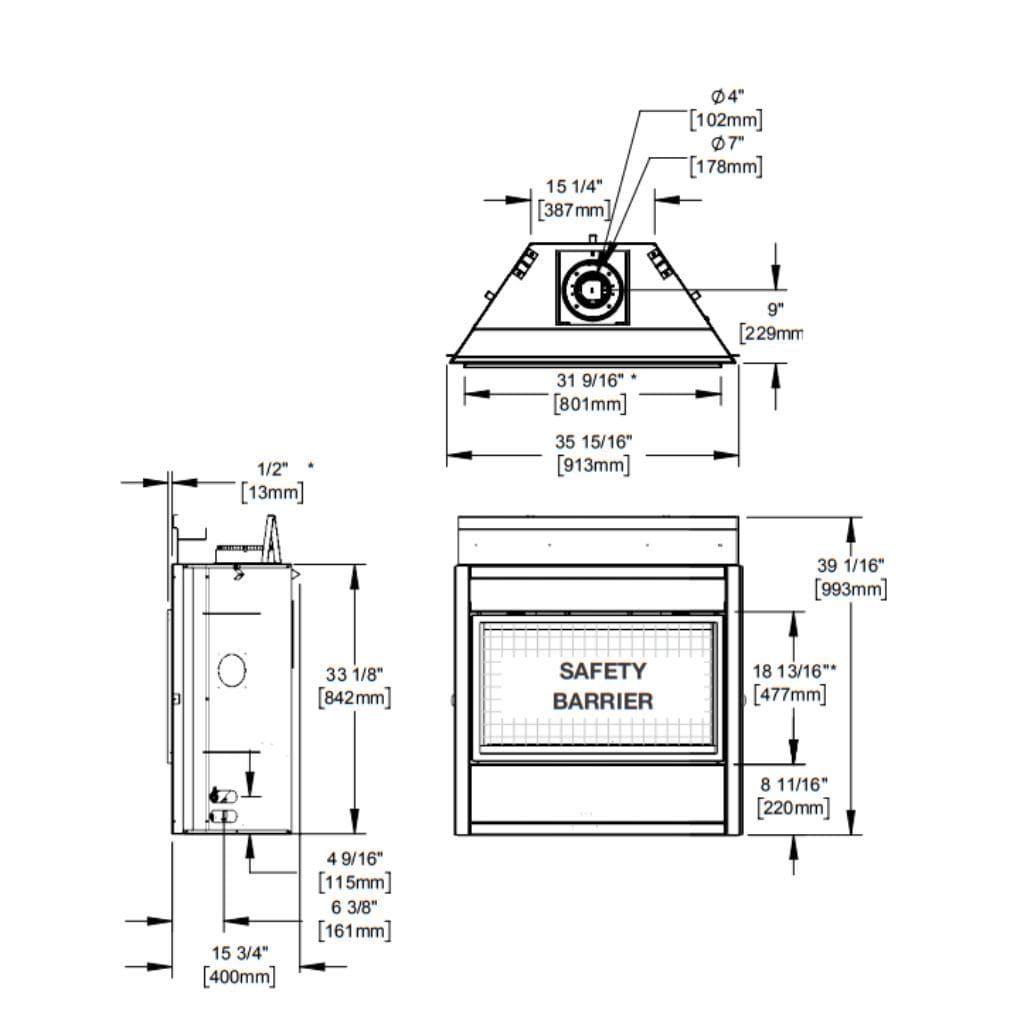 Napoleon Ascent Linear Series 36" Direct Vent Gas Fireplace