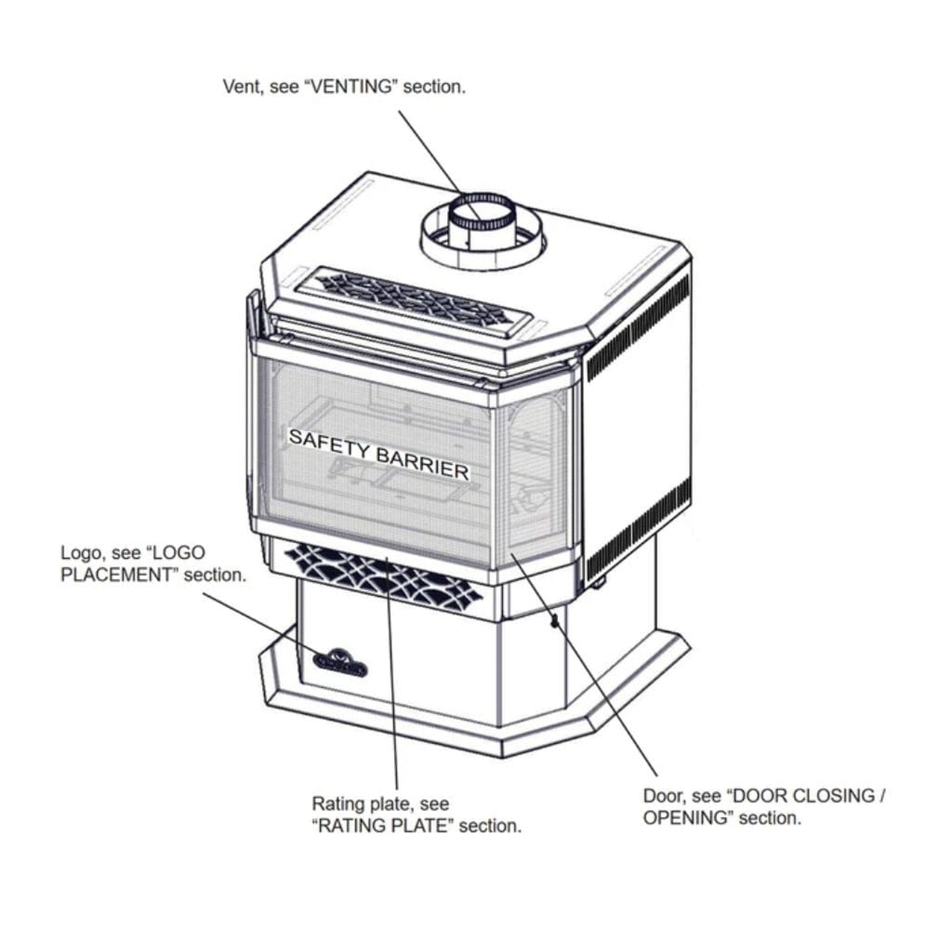 Napoleon Haliburton 23" Black Direct Vent Gas Stove With Electronic Ignition