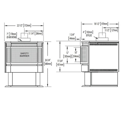 Napoleon Haliburton 23" Black Direct Vent Gas Stove With Millivolt Ignition