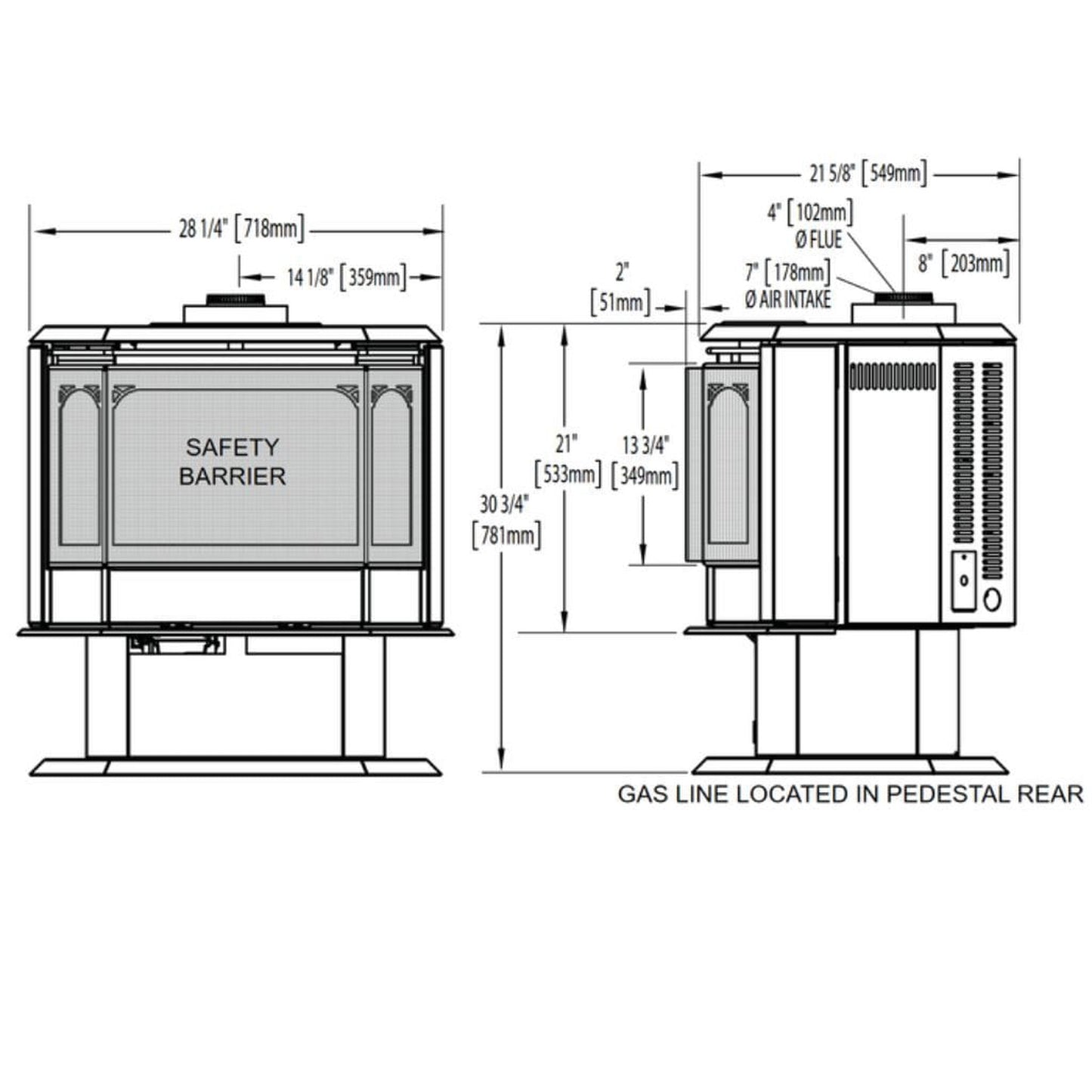 Napoleon Havelock 28" Black Direct Vent Gas Stove With Millivolt Ignition