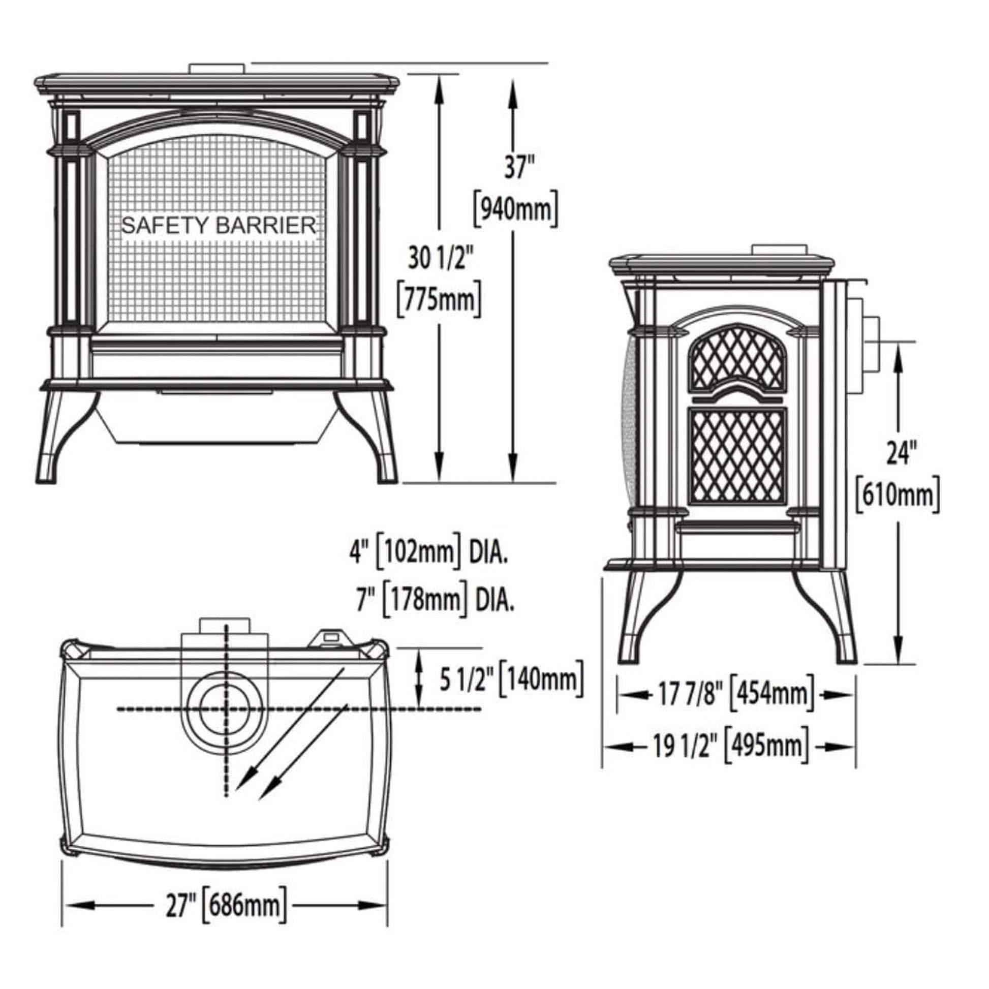 Napoleon Knightsbridge 27" Majolica Brown Direct Vent Cast Iron Gas Stove