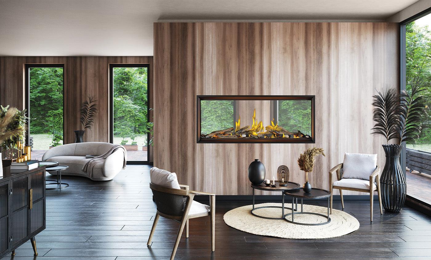 Napoleon Tall Linear Vector 50" See Through Direct Vent Natural Gas Fireplace With Luminous Logs