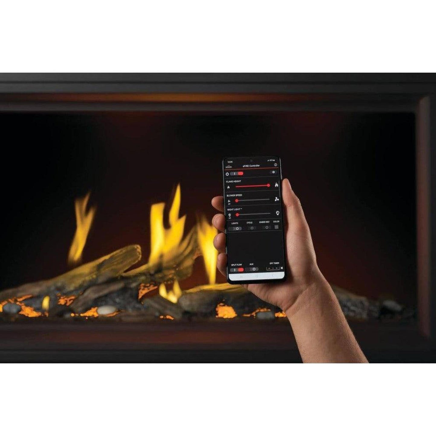 Napoleon Tall Linear Vector 50" Single Sided Direct Vent Natural Gas Fireplace With Luminous Logs