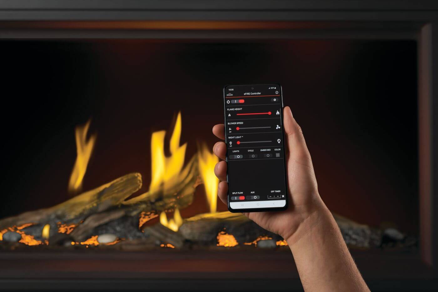 Napoleon Tall Linear Vector 74" Single Sided Direct Vent Natural Gas Fireplace With Luminous Logs