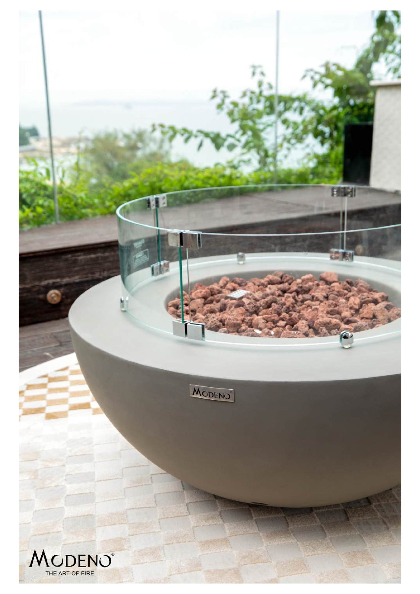 Modeno Roca 34" Gray Bowl Concrete Liquid Propane Fire Table