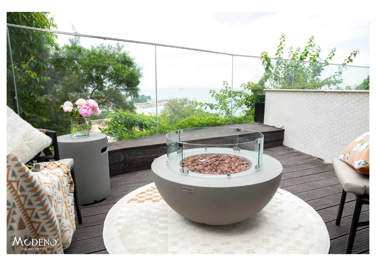Modeno Roca 34" Gray Bowl Concrete Liquid Propane Fire Table