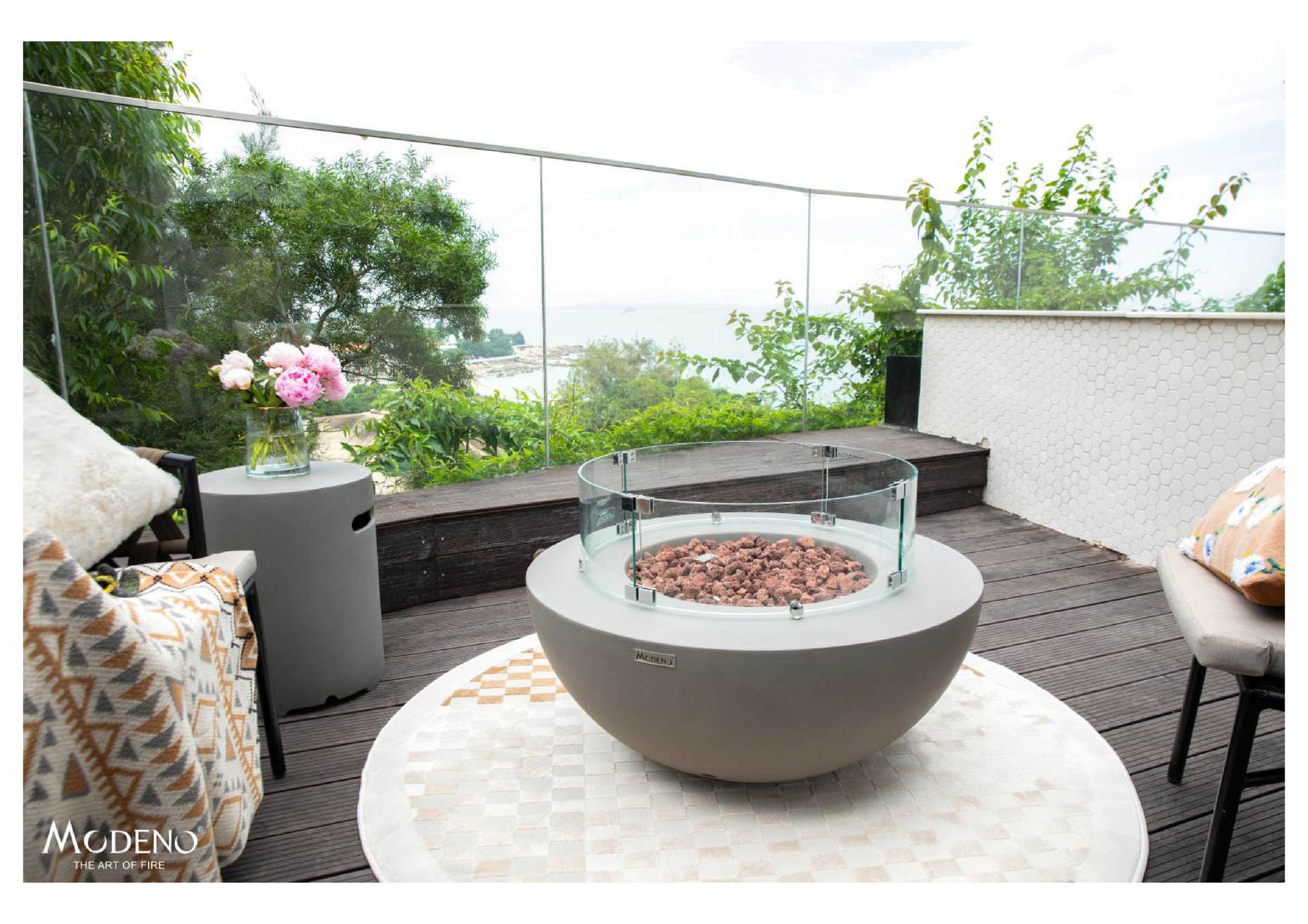 Modeno Roca 34" Gray Bowl Concrete Liquid Propane Fire Table