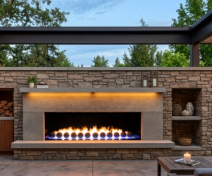 Empire Carol Rose Coastal 72" Stainless Steel Manual Control, Propane Gas Outdoor Linear Fireplace